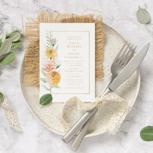 Elegant Modern Orange Yellow Watercolor Floral Invitation