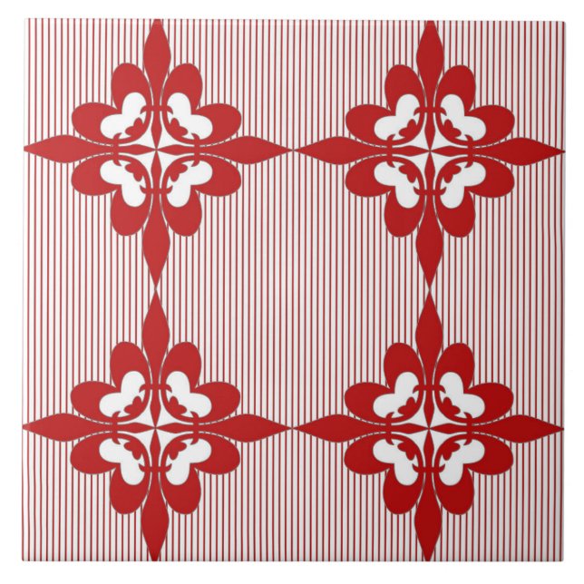 Elegant, modern, ornamental, burgundy, white tile (Front)