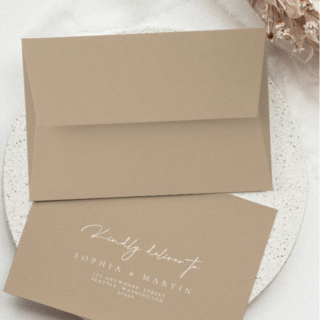Elegant Modern Pale Taupe RSVP Return Address Envelope (Creator Uploaded)