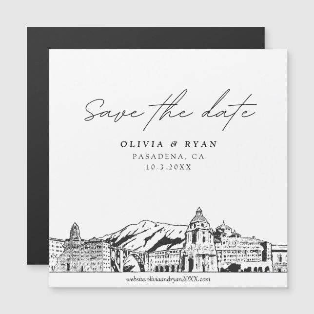 Elegant Modern Pasadena Save the Date Magnet (Front/Back)