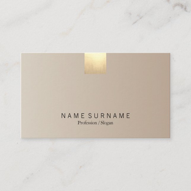 Elegant Modern Pastel Beige Gradient Gold Accent Business Card (Front)