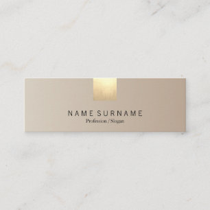 Elegant Modern Pastel Beige Gradient Gold Accent Mini Business Card