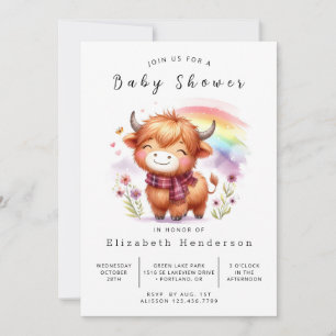 Elegant Modern Pastel Cow Baby Shower Invitation