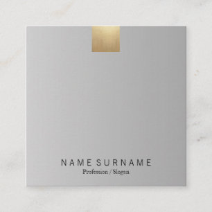 Elegant Modern Pastel Grey Gradient Gold Accent Square Business Card