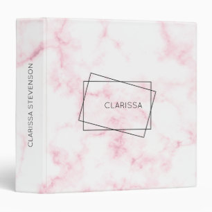 elegant modern pastel pink and white faux marble binder