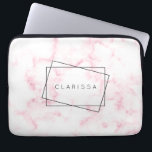 elegant modern pastel pink and white faux marble laptop sleeve<br><div class="desc">Stylish and chick white and pink faux marble design.</div>