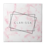 elegant modern pastel pink and white faux marble tile<br><div class="desc">Stylish and chick white and pink faux marble design.</div>