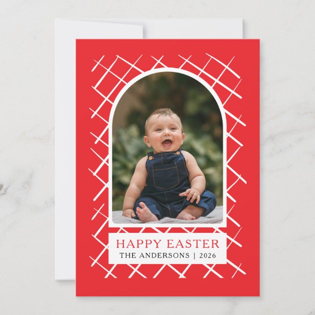 Elegant Modern Patterns Happy Easter Photo Holiday Card (Front)