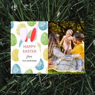 Elegant Modern Patterns Happy Easter Photo Holiday Card