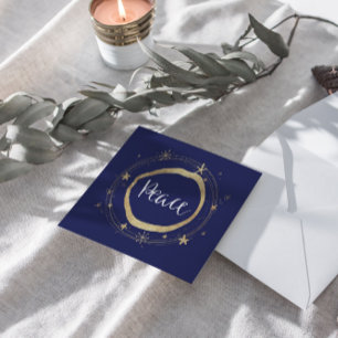 Elegant Modern Peace Gold Star Holiday Card