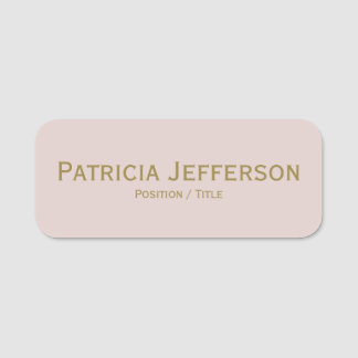 Elegant Modern Peach Fuzz Pink & Gold Professional Name Tag