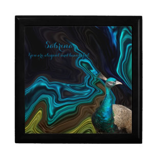 Elegant modern peacock teal add text & name gift box