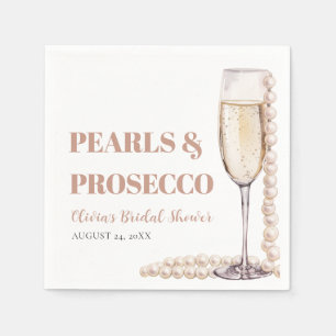 Elegant Modern Pearls and Prosecco Bridal Shower Napkin