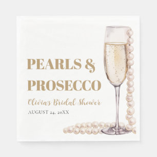Elegant Modern Pearls and Prosecco Bridal Shower Napkin