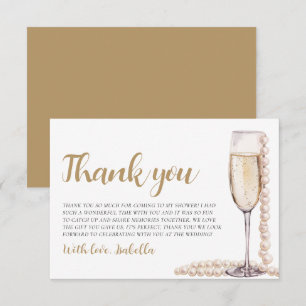 Elegant Modern Pearls and Prosecco Bridal Shower Thank You Card