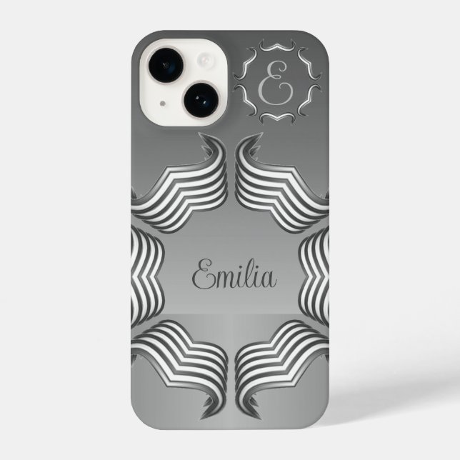 Elegant Modern Peeking Heart Monogram iPhone 14 Ca iPhone Case (Back)