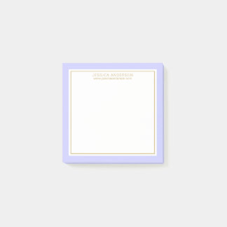 Elegant Modern Periwinkle/White/Gold Personalized Post-it Notes