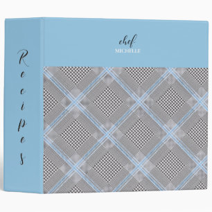 Elegant Modern Personalized Blue Tartan Binder