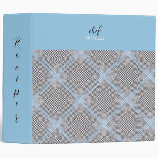 Elegant Modern Personalized Blue Tartan Binder