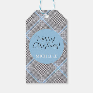 Elegant Modern Personalized Blue Tartan Gift Tags