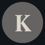 Elegant modern personalized  classic round sticker<br><div class="desc">A stylish modern sticker with with grey colours.
Custom it now to add your initial and get your perfect personalized gift.</div>