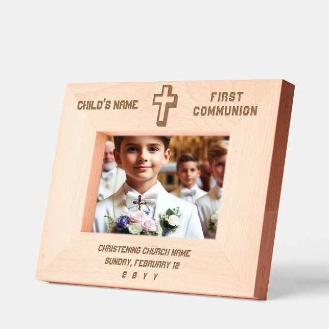 Elegant Modern Personalized First Communion Cross Etched Frames (Creator Uploaded)