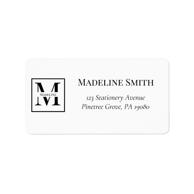 Elegant Modern Personalized Monogram Return Label (Front)