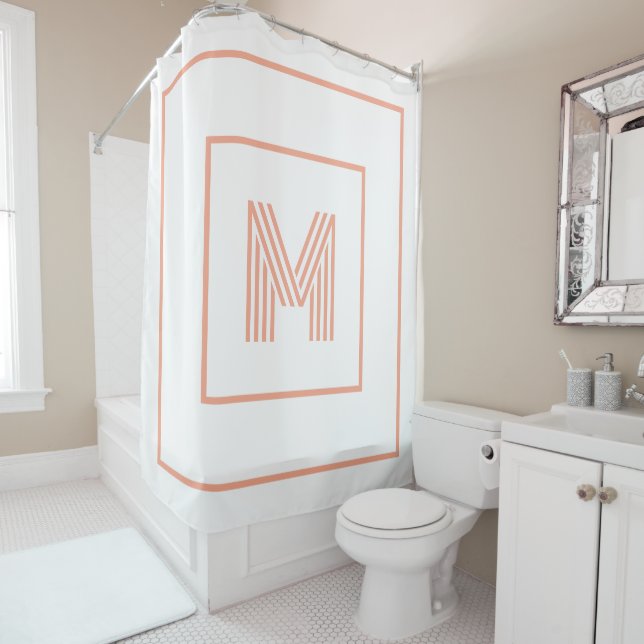 Elegant Modern Personalized Monogram white peach (In Situ)