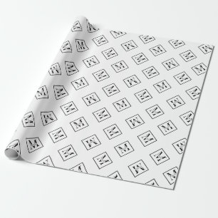 Elegant Modern Personalized Monogram White Wrapping Paper