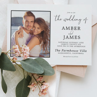 Elegant Modern Personalized Photo Wedding  Invitation