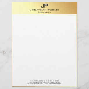 Elegant Modern Personalized Template Gold White Letterhead