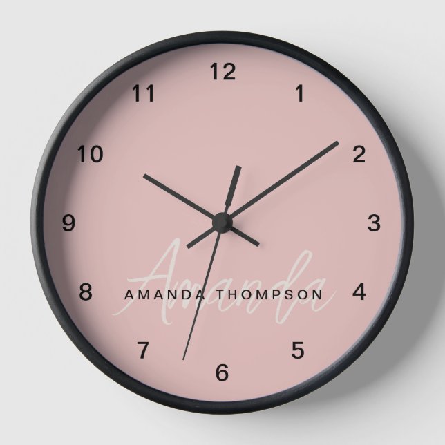 Elegant Modern Personalized With Name Monogram Clock (Front)