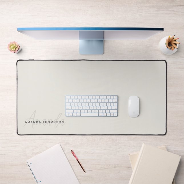 Elegant Modern Personalized With Name Monogram Desk Mat (Office 1)