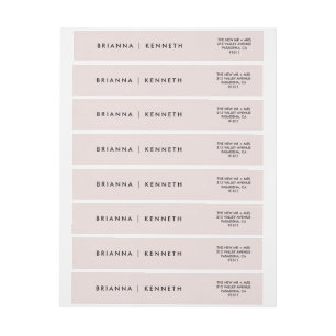 Elegant Modern Petal Pink and Black Wedding Wrap Around Label