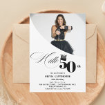 Elegant Modern Photo 50th Birthday White Black Invitation<br><div class="desc">Modern white with black background and minimalist invitation Template is perfect for stylish party in man birthday party. Elegant-minimalistic themed invite is full of fun and simple design elements,  elegant calligraphy and modern fonts. Birthdays are special days,  and this invite can help it make a memorable for friends.</div>