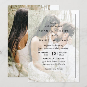 Elegant Modern Photo Black and White Wedding Invitation