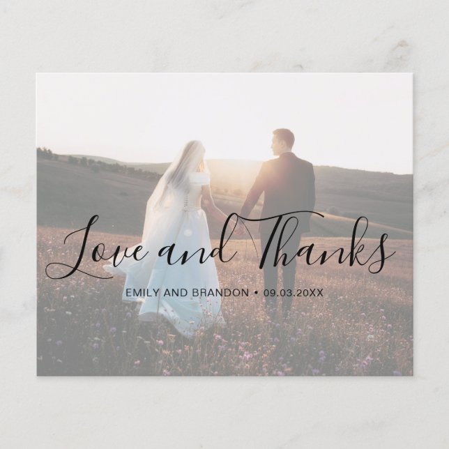 Elegant Modern Photo Budget Wedding Thank You Card (Front)