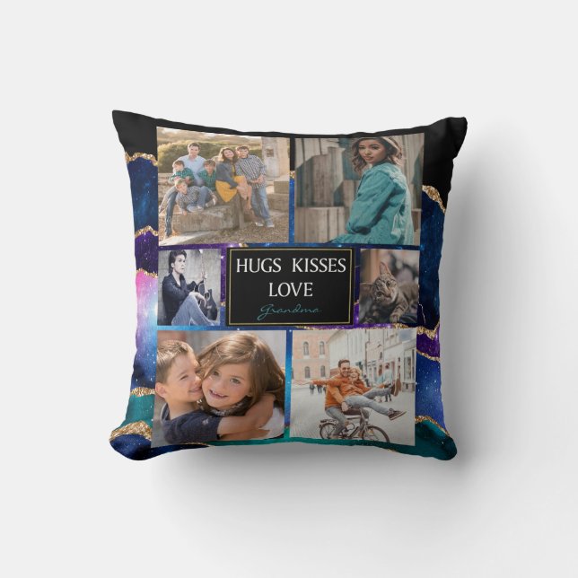 Elegant Modern Photo Collage For Grandma Throw Pillow (Front)