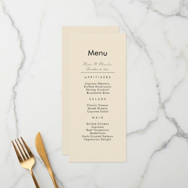 Elegant Modern Photo Custom Qr Code wedding Menu (Front/Back In Situ)