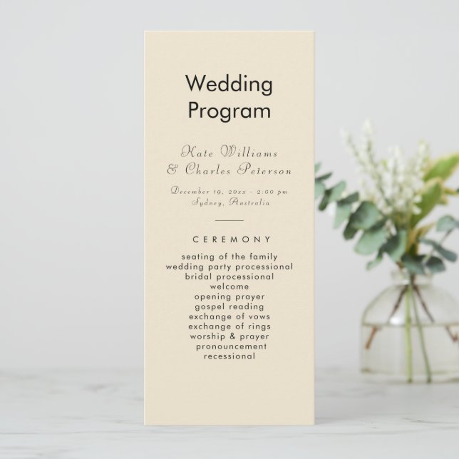 Elegant Modern Photo Custom Qrcode Wedding Program (Standing Front)