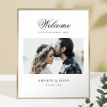 Elegant Modern Photo Engagement Party Welcome  Poster<br><div class="desc">This simply elegant photo wedding engagement party welcome sign template features a crisp, modern design with a classic flair. Customize it with your favourite photo and make it uniquely yours! You can change the font and colour of the text to suit your taste. And please check our wedding welcome sign...</div>