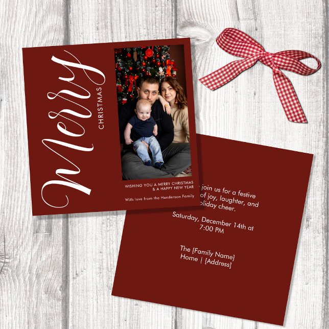 Elegant Modern Photo Holiday Invitation | Merry  (Créateur téléchargé)