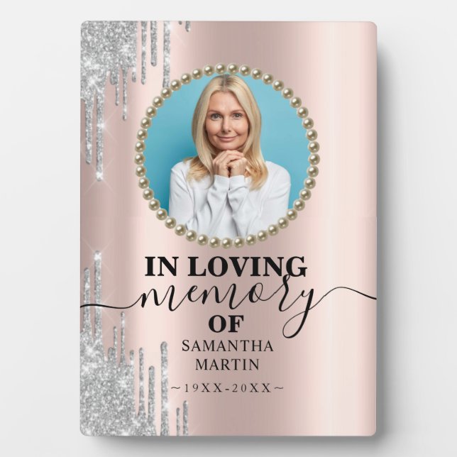 Elegant Modern Photo Memorial Plaque (Front)