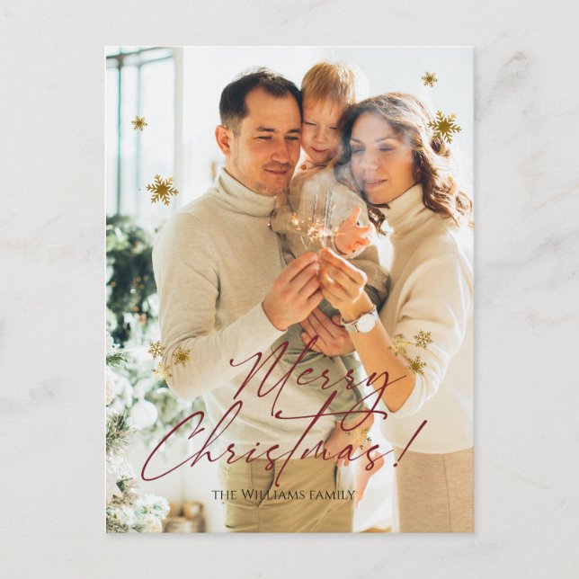 Elegant Modern Photo Merry Christmas  Holiday Postcard (Front)