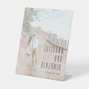 Elegant Modern Photo Overlay Custom Wedding Pedestal Sign