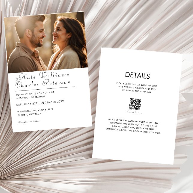 Elegant Modern Photo QR code Wedding Invitation (Creator Uploaded)