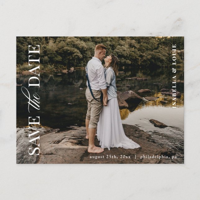 Elegant Modern Photo Save the Date Postcard (Front)