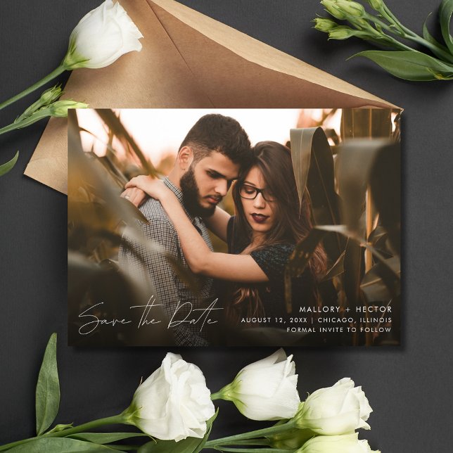 Elegant Modern Photo Script Wedding  Save The Date (Elegant Modern Photo Script Wedding Save The Date)
