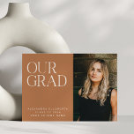 Elegant Modern Photo Terracotta Simple Graduation Announcement<br><div class="desc">Elegant Modern Two Photo Terracotta Simple Graduation Announcement</div>