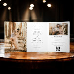Elegant Modern Photo Wedding Details QR Code Tri-Fold Invitation<br><div class="desc">Celebrate your love story with our Modern Two-Photo Wedding Tri-Fold Invitation. This sleek design combines timeless elegance with contemporary flair, featuring two cherished photos beautifully framed against a bold black backdrop. The tri-fold layout offers ample space for event details, ensuring clarity and sophistication. Printed on premium cardstock with crisp typography,...</div>